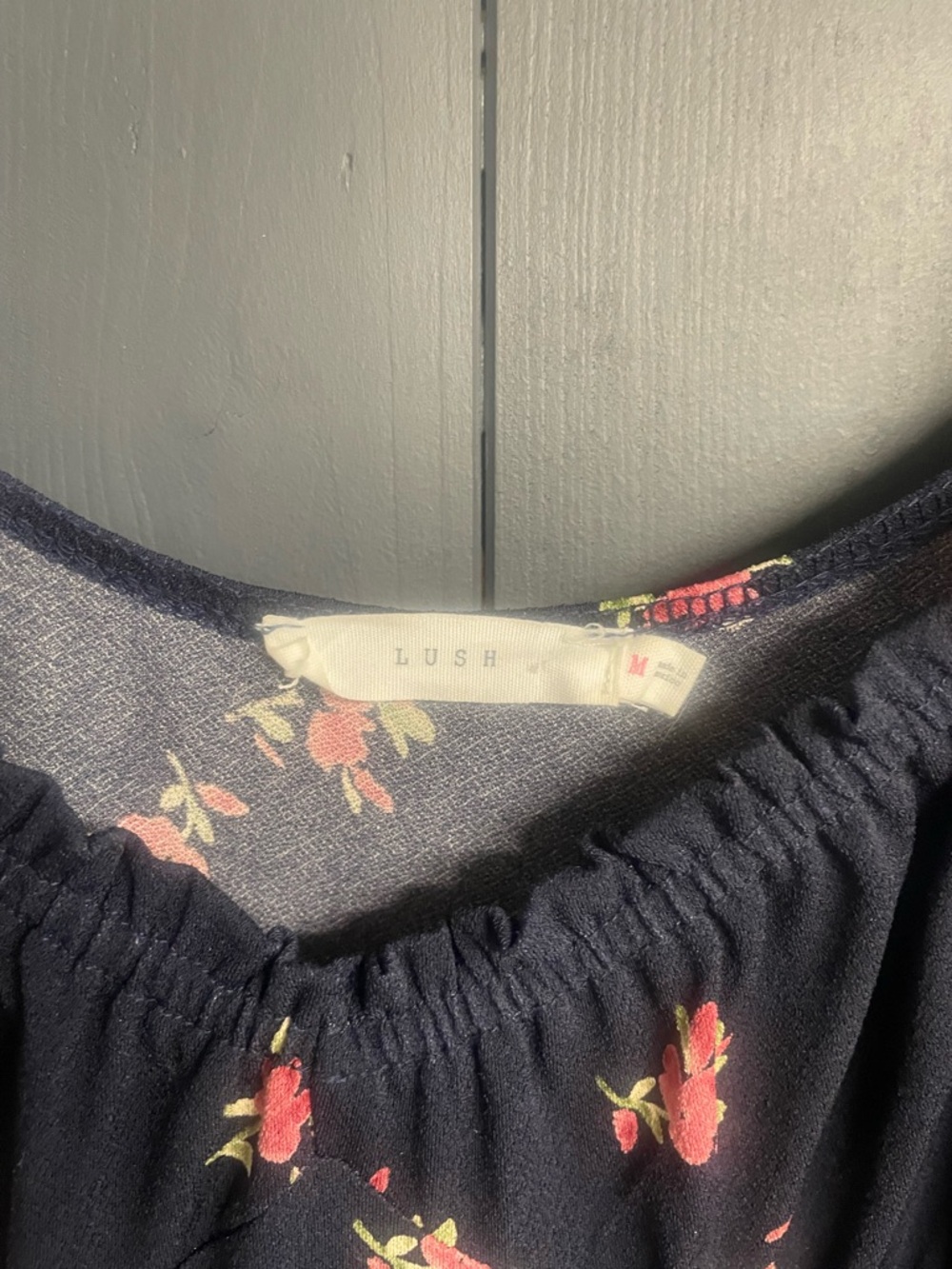 Lush Navy Tunic Top with Pink Floral Print - Picture 5 of 7
